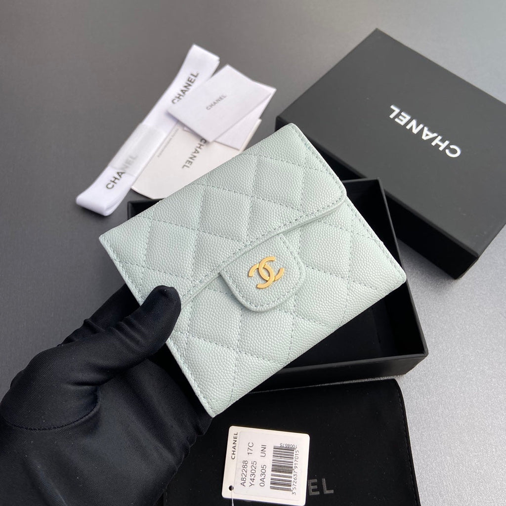 CC 82288 Classic Flap Wallet Light Blue Caviar GHW 229892