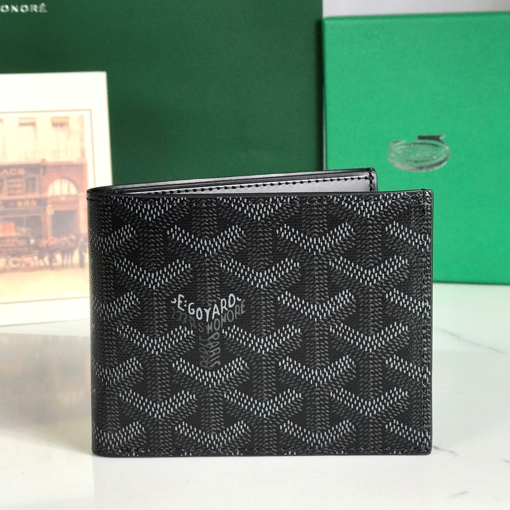 Goyard Victoire Wallet 11cm Black Red Canvas & Cafskin