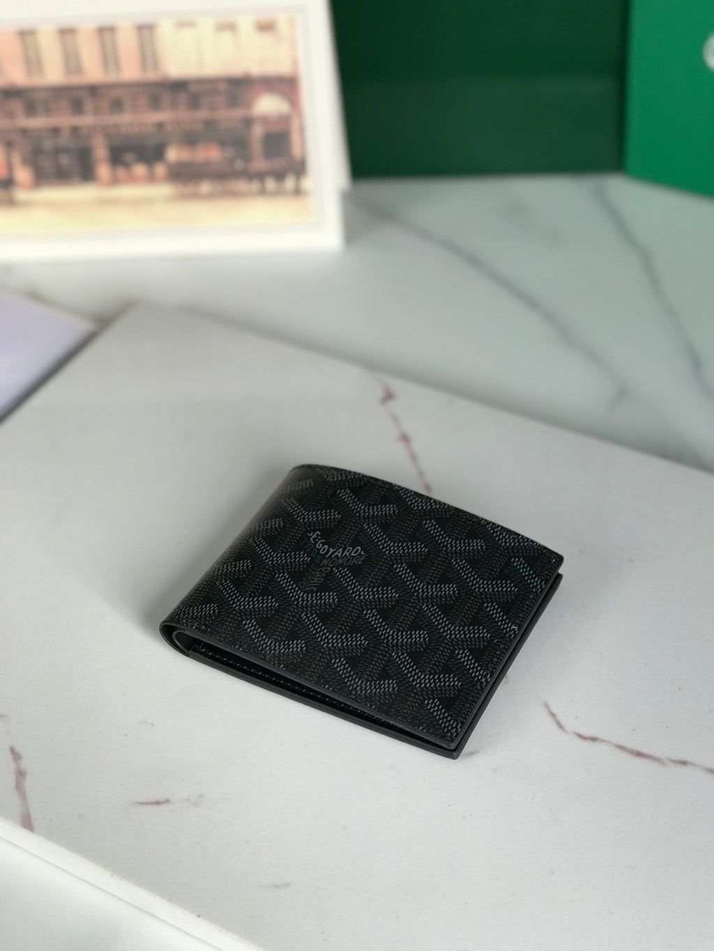 Goyard Victoire Wallet 11cm Black Red Canvas & Cafskin