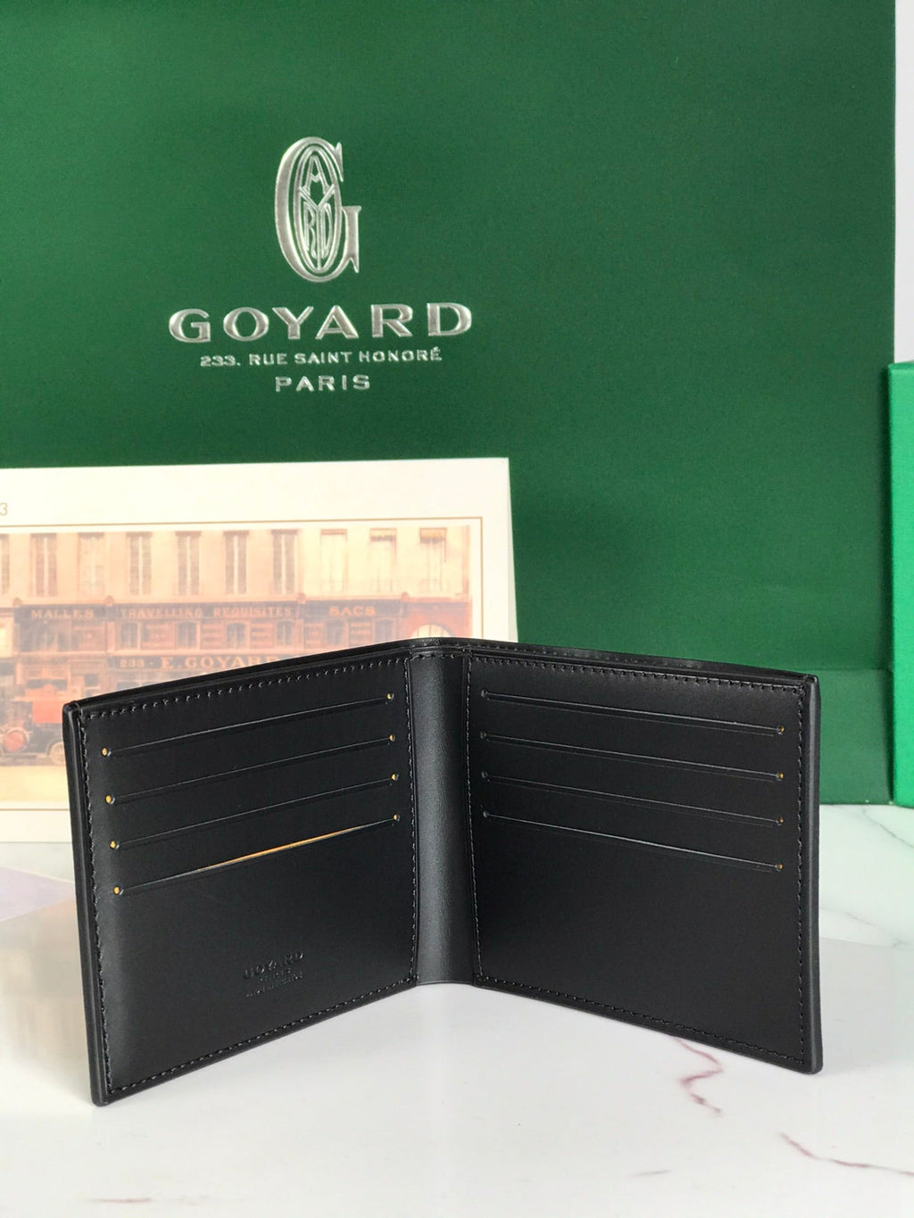 Goyard Victoire Wallet 11cm Black Red Canvas & Cafskin