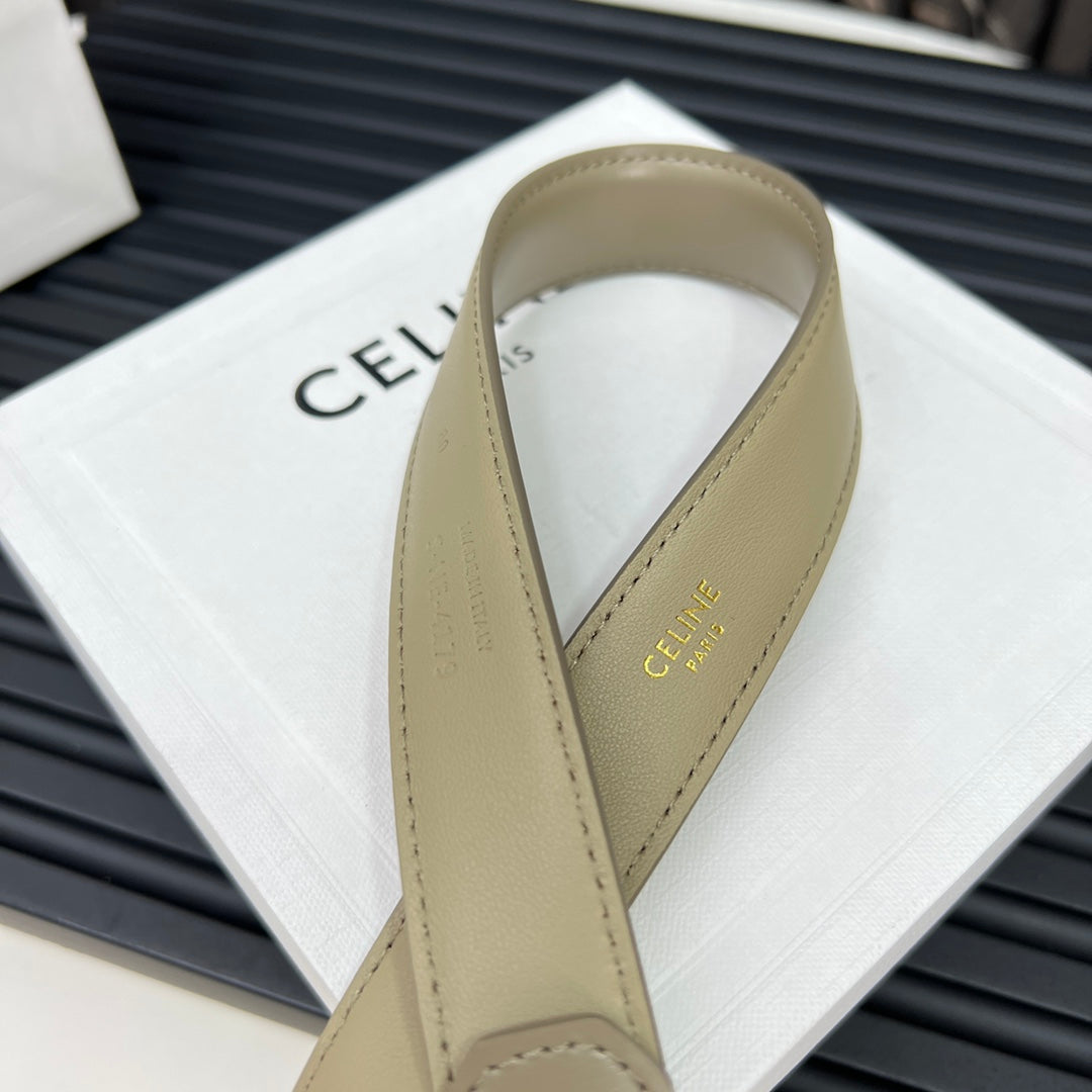 CEL Triomphe Belt 25mm Etoupe Silver Calfskin 176297