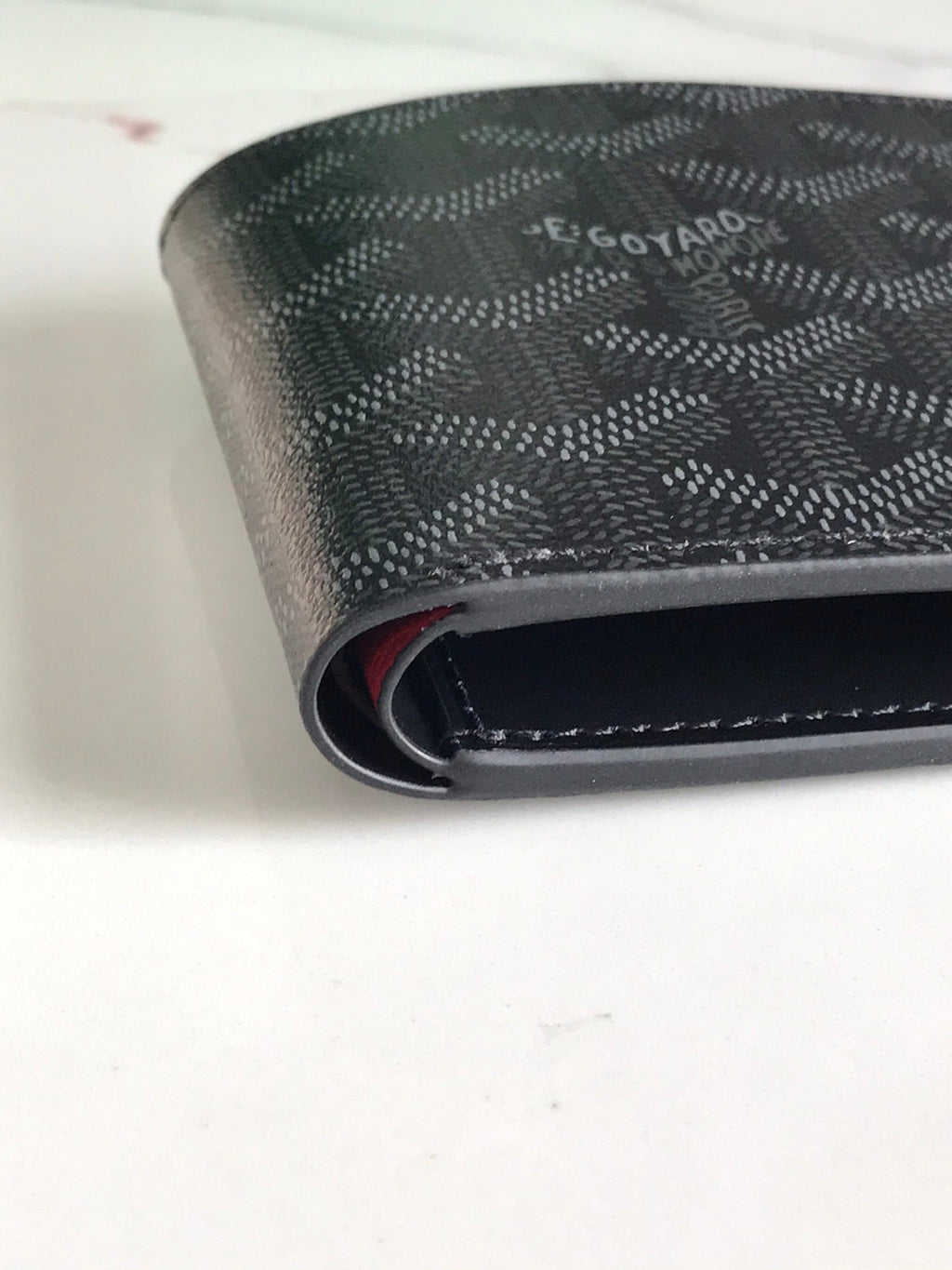 Goyard Victoire Wallet 11cm Black Red Canvas & Cafskin