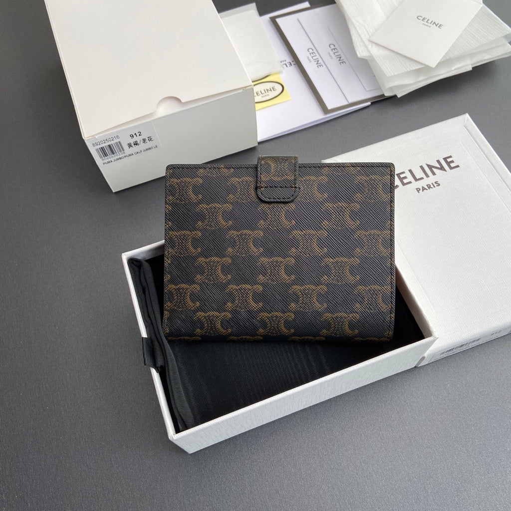 TRIOMPHE Medium Victoire Wallet Tan Cowhide&Canvas GHW