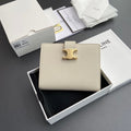 TRIOMPHE Medium Strap Wallet White Grain Cowhide GHW