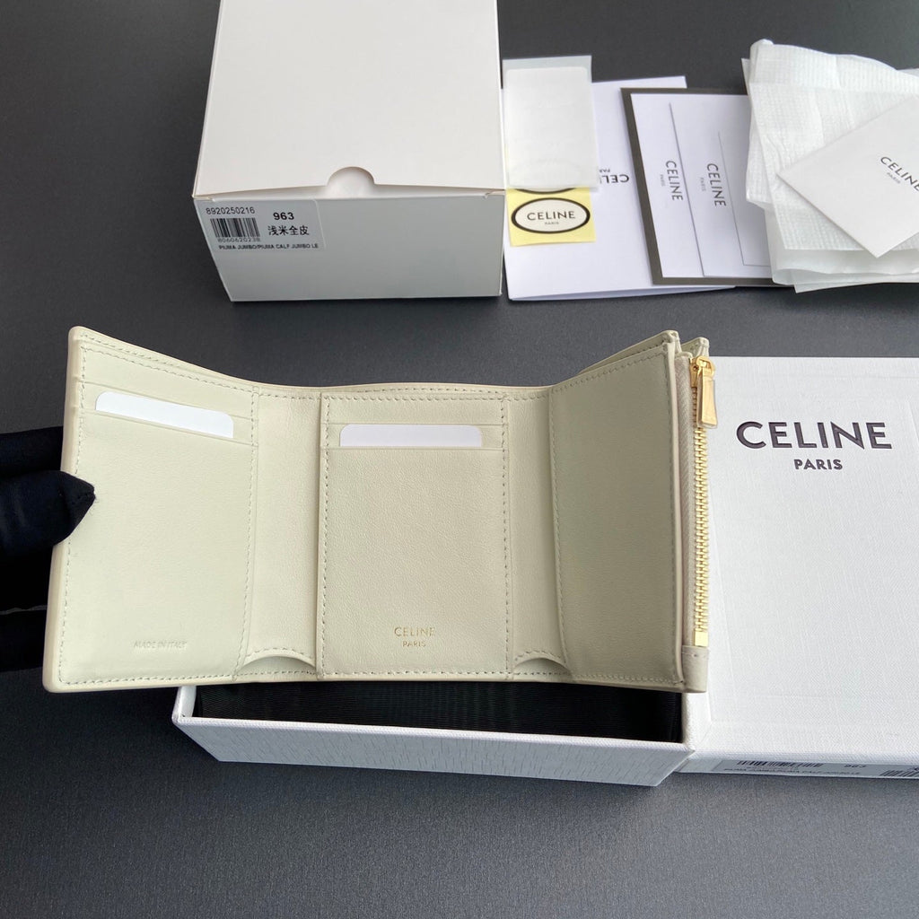 TRIOMPHE Fine Strap Wallet Nino Beige Grain Cowhide GHW