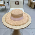LV Hat Flat Top Frayed Brim Beige Pink in Raffia 207231
