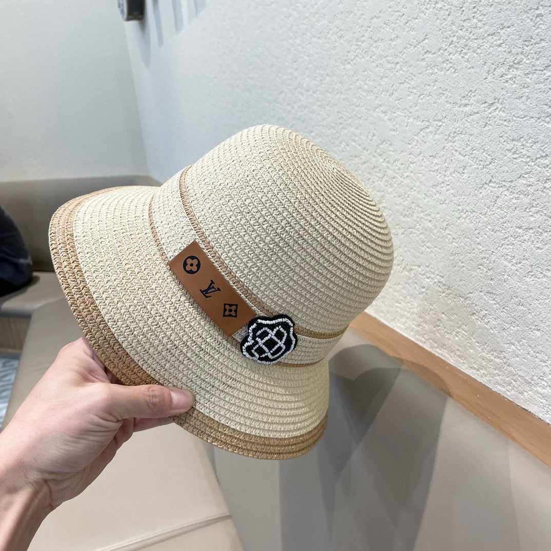 LV Dome Brim Hat with Bow Beige in Straw 205625