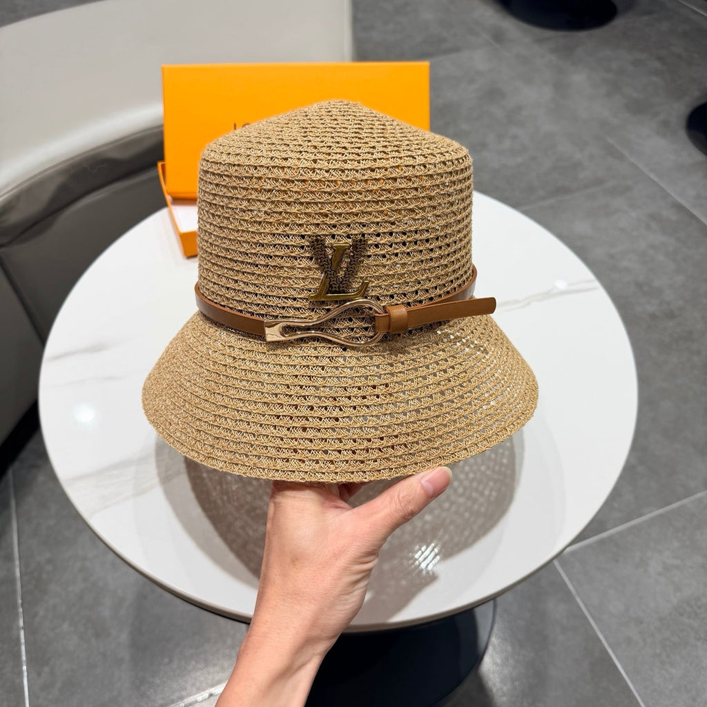 LV Hat Camel Brown in Straw 205587