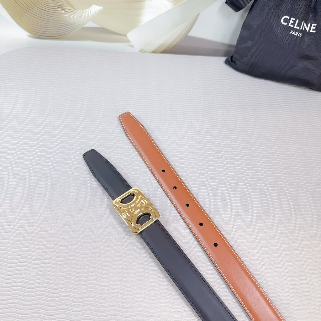 CEL Gold Buckle Belt 25mm Black Calfskin 178253