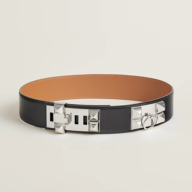 Hermès Collier De Chien 32 Belt Black Calfskin SHW