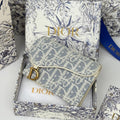 CD Saddle Lotus Wallet 10.5cm White Grey Jacquard GHW