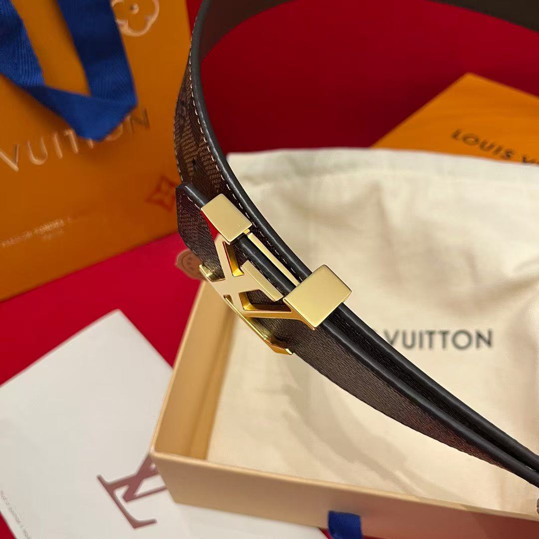 LV ICONIC 38 MM IN BROWN DAMIER CALFSKIN GOLD HARDWARE