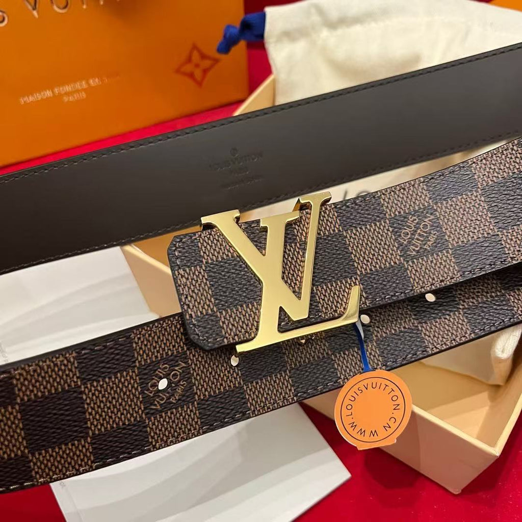 LV ICONIC 38 MM IN BROWN DAMIER CALFSKIN GOLD HARDWARE