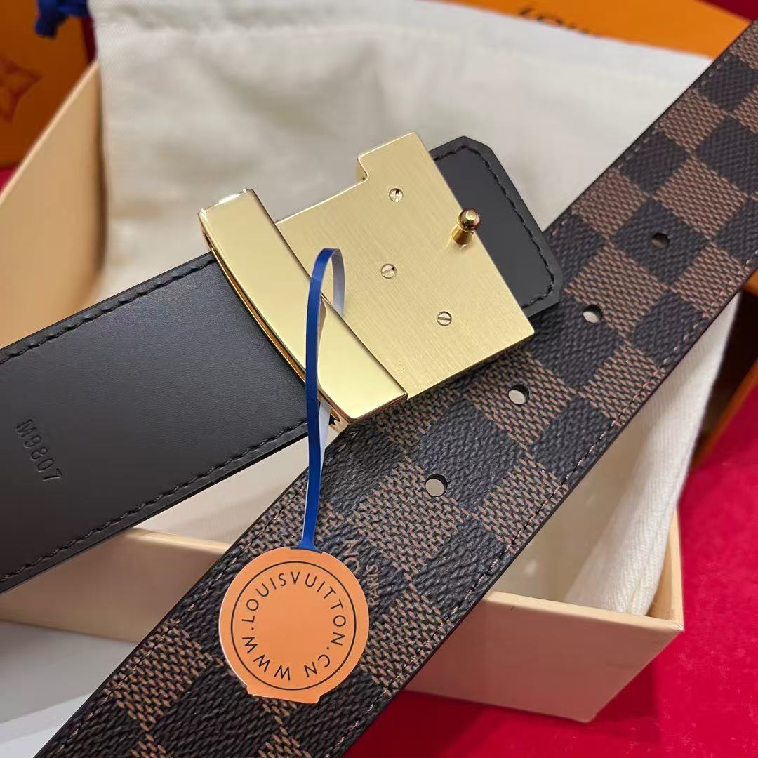 LV ICONIC 38 MM IN BROWN DAMIER CALFSKIN GOLD HARDWARE