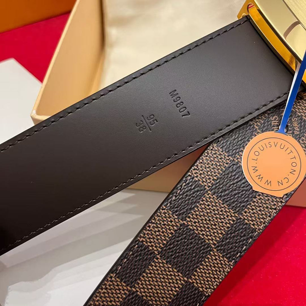 LV ICONIC 38 MM IN BROWN DAMIER CALFSKIN GOLD HARDWARE