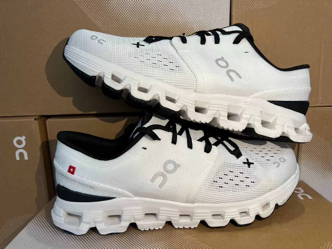 On Cloud X 4 Men's Running Shoes White Black Breathable Lightweight Athletic Sneakers