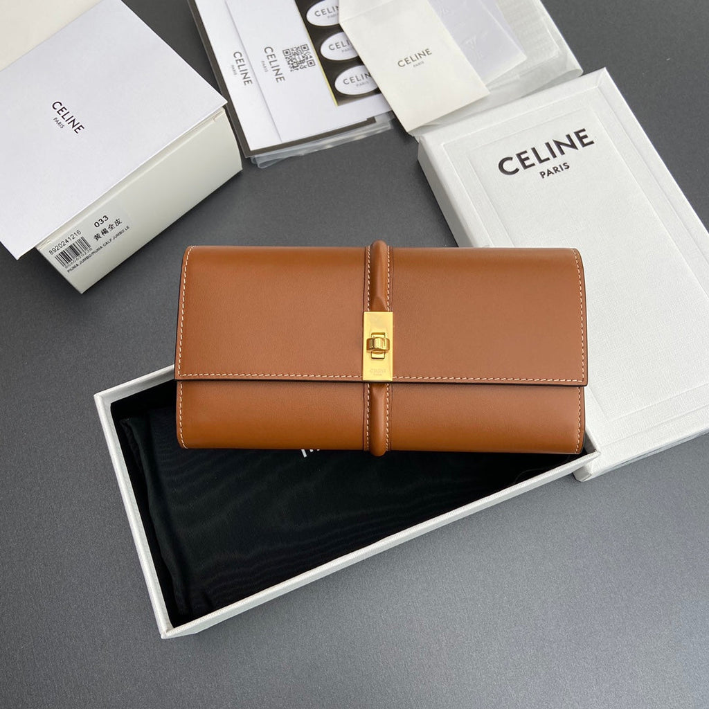 TRIOMPHE Large Wallet 16 Tan Satinated Cowhide