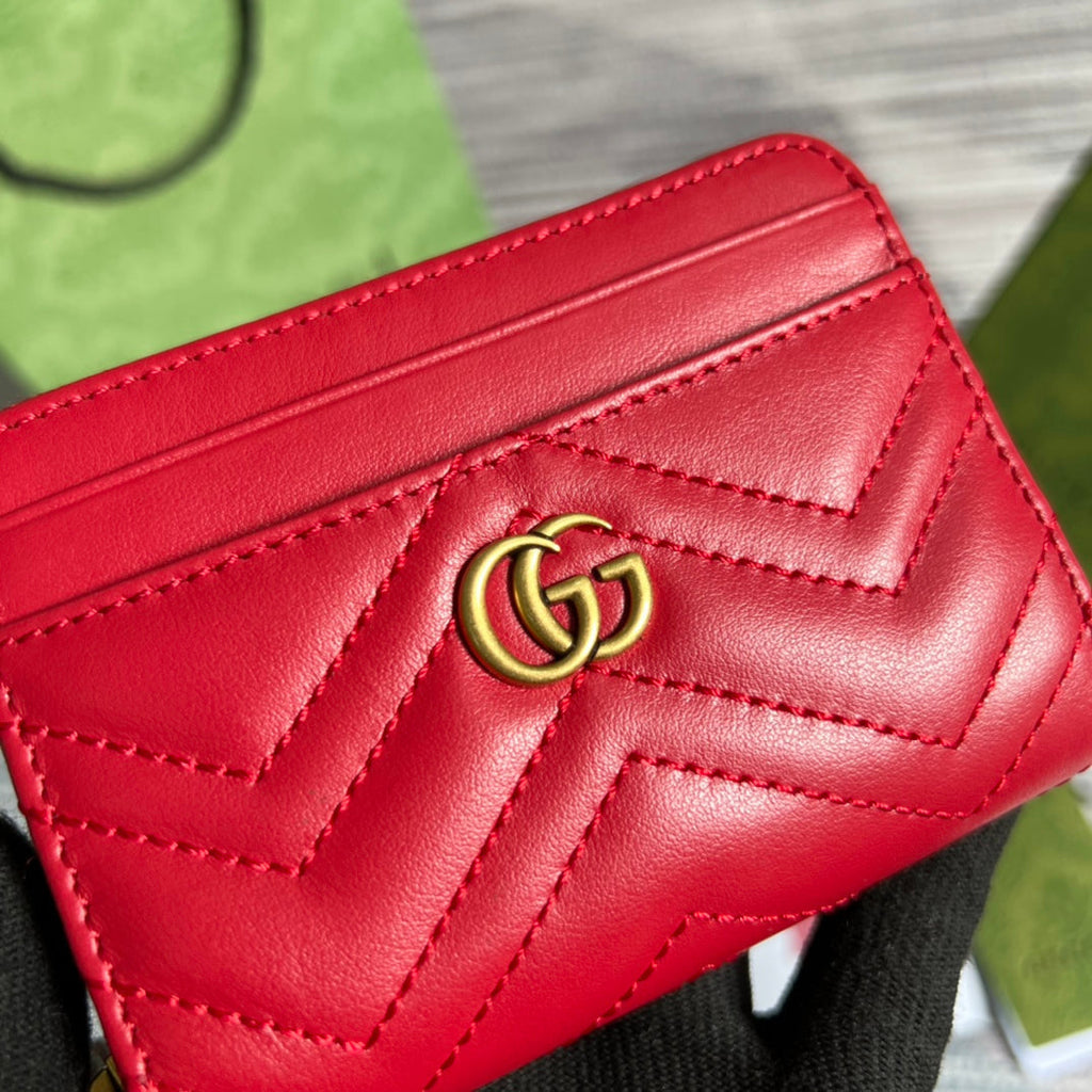 GG MARMONT MINI 11 WALLET CHERRY RED CALFSKIN