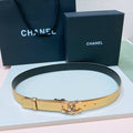 CHANEL BELT 3CM YELLOW LAMBSKIN WITH GOLD HARDWARE