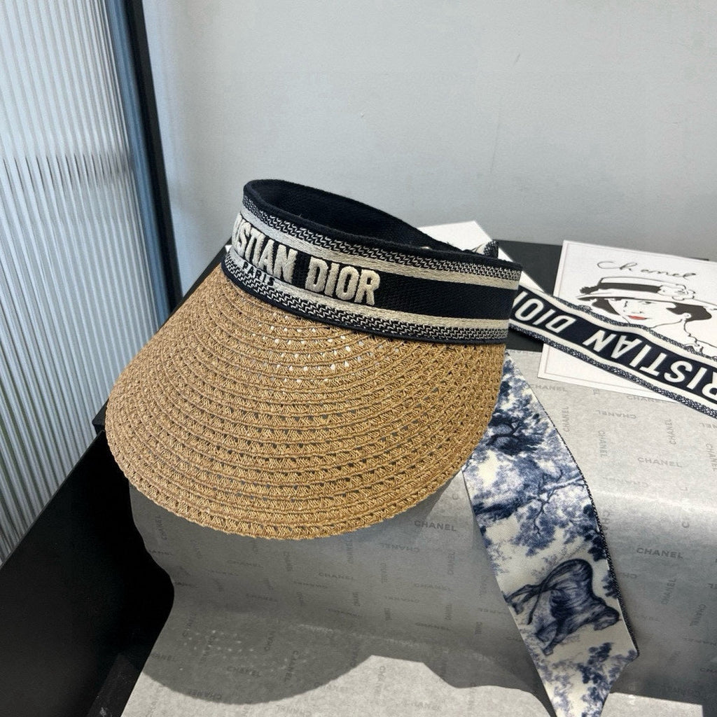 STRAW VISOR IN BEIGE RAFFIA MIX FABRIC