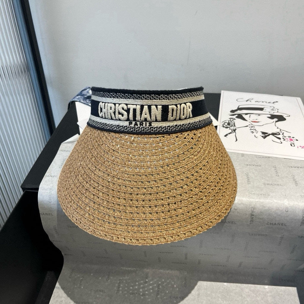 STRAW VISOR IN BEIGE RAFFIA MIX FABRIC
