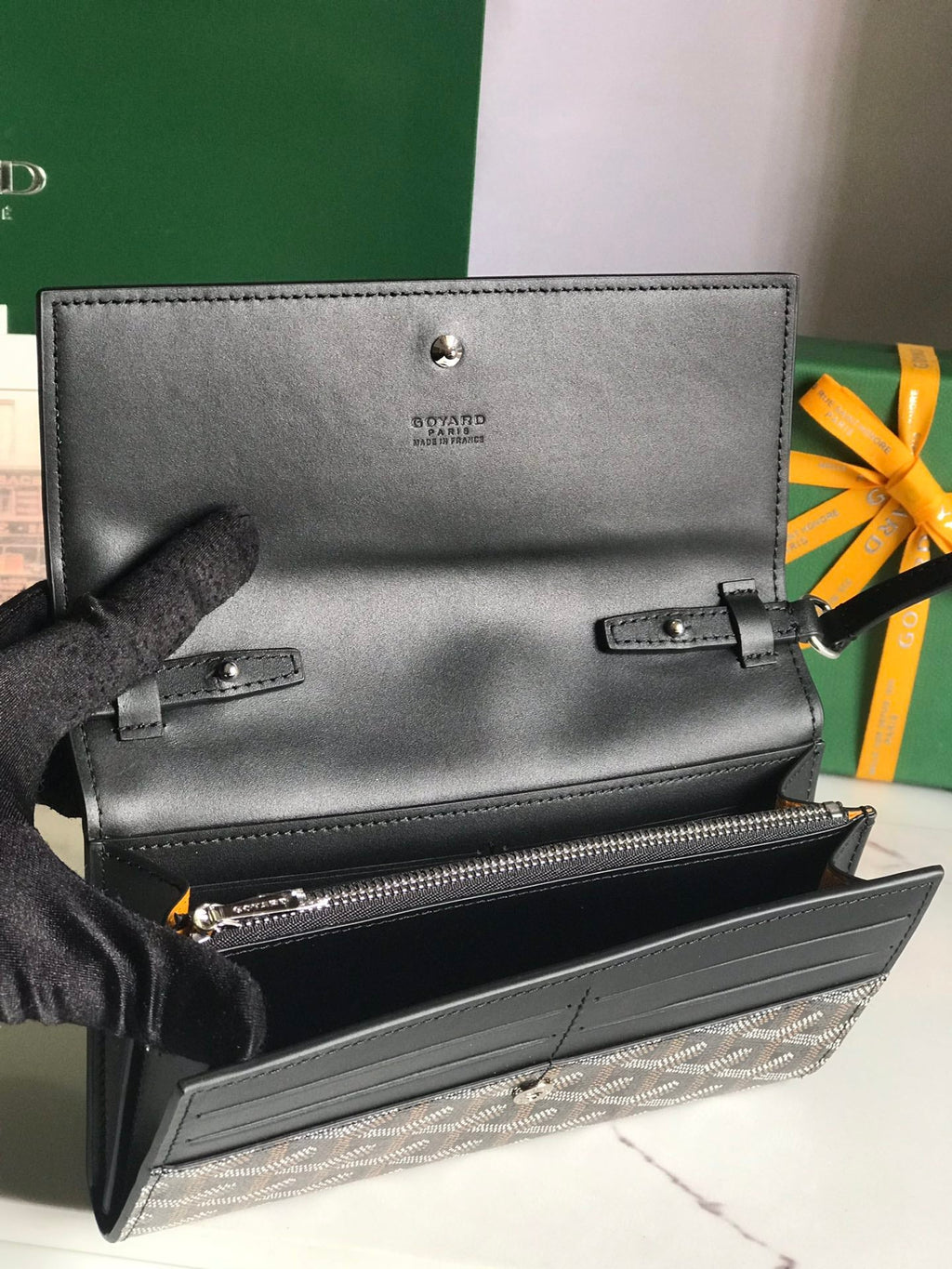 Goyard Varenne Continental Wallet Black Canvas & Calfskin