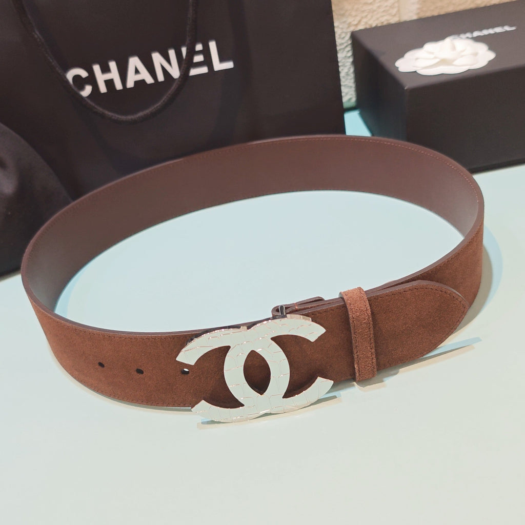 CC Belt 5.0 Brass Hardware Buckle Brown Suede 200103