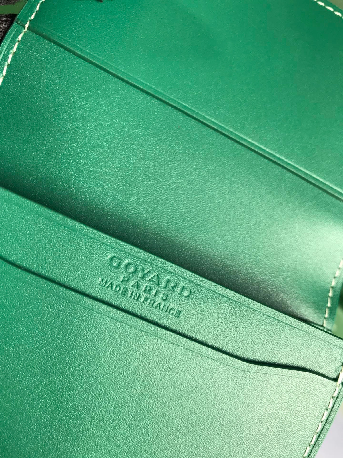 Goyard Malesherbes Card Wallet 10cm Green Canvas & Calfskin