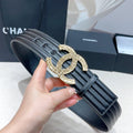 CC Belt 5.0 Wide Gold-Tone CC Buckle Black Cowhide 200098
