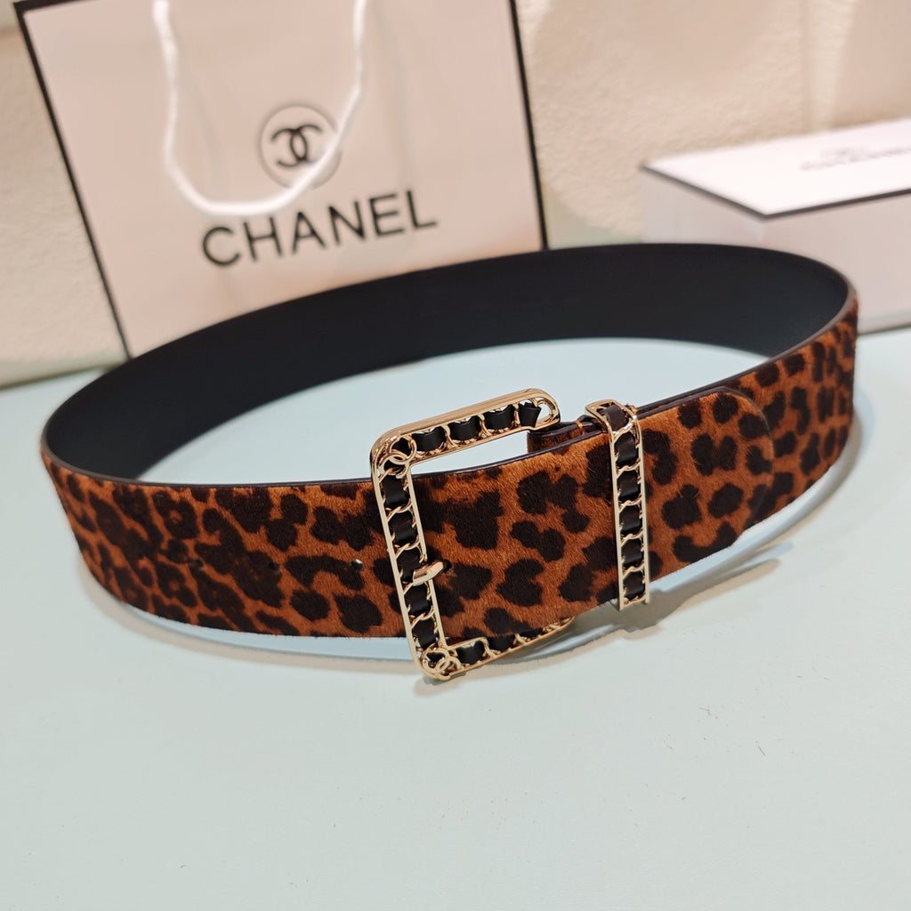 CC Belt 5.0 Prong Buckle Leopard Patten Horse Hair 200093