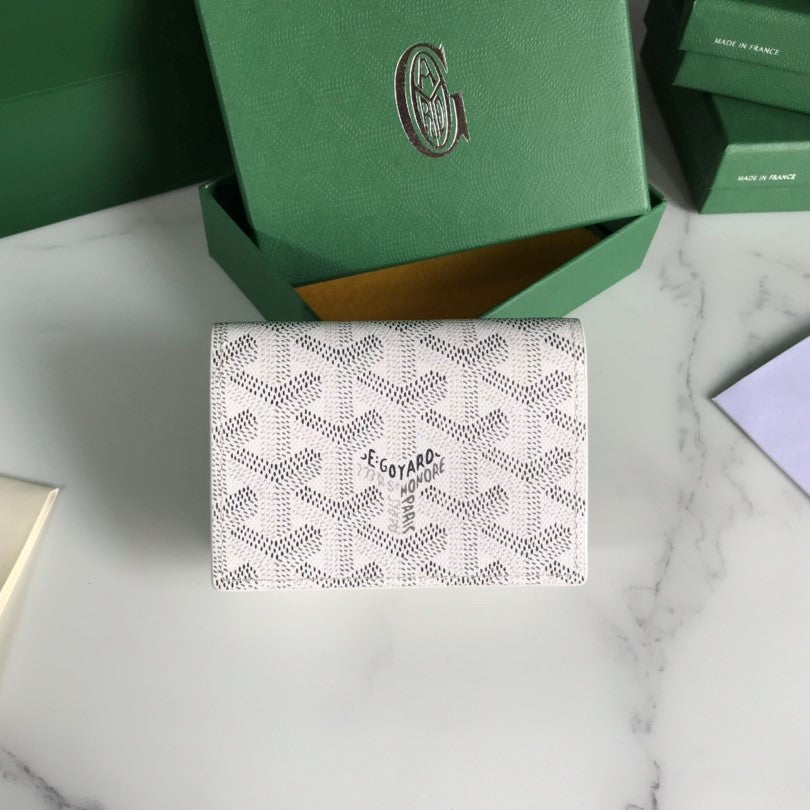 Goyard Malesherbes Card Wallet 10cm White Canvas & Calfskin