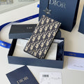 CD Long Vertical Wallet Beige Black Jacquard Cowhide