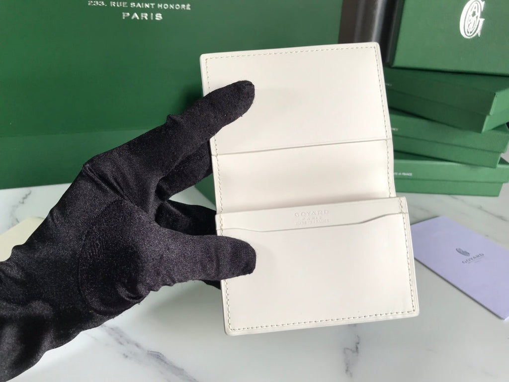 Goyard Malesherbes Card Wallet 10cm White Canvas & Calfskin
