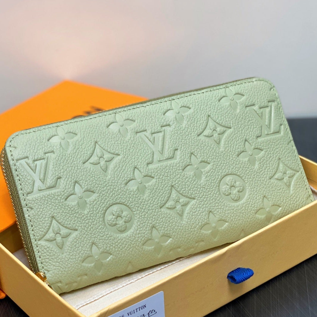 LV × TM Zipper Wallet Green Gold Leather 329877