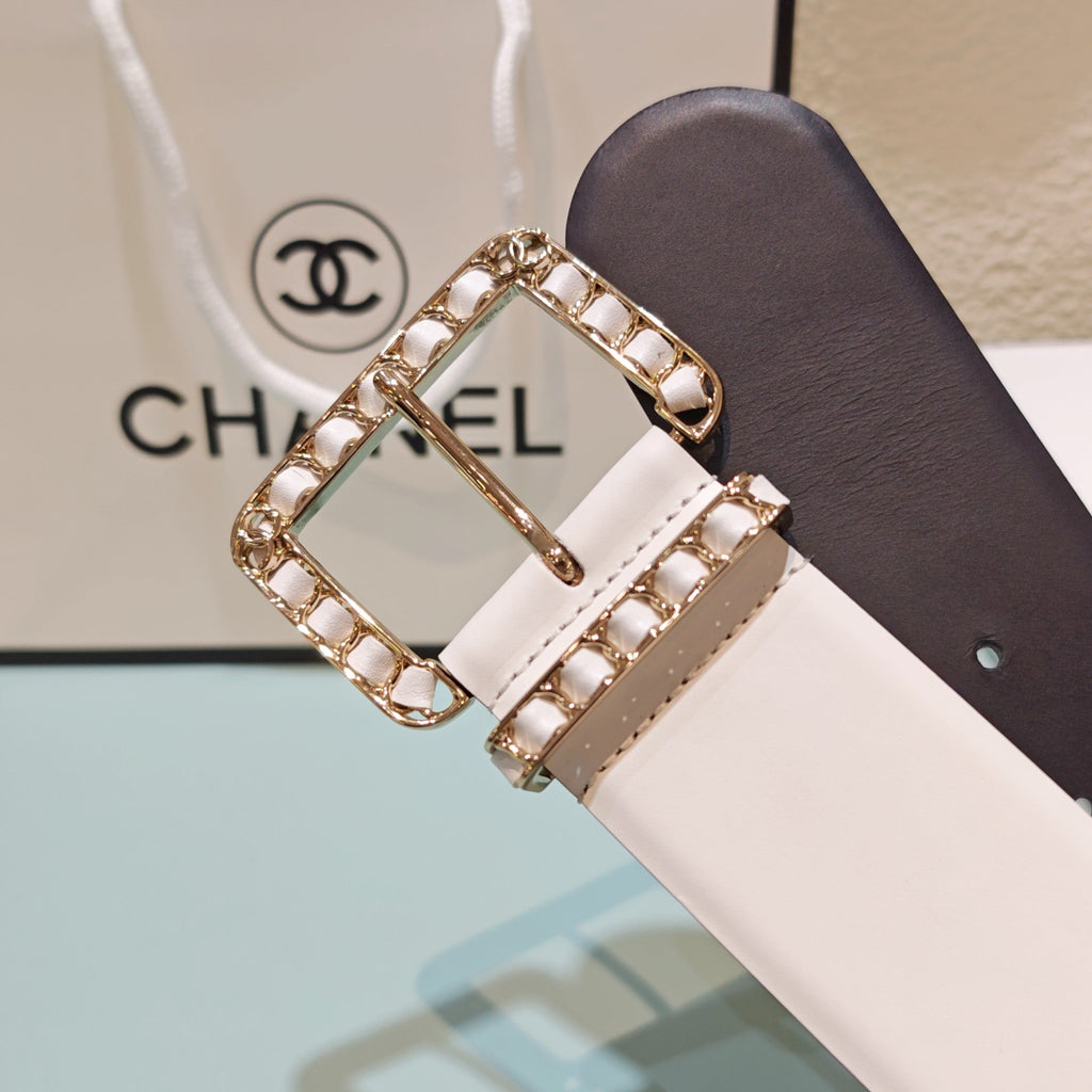 CC Belt 5.0 Prong Buckle White Leather 200090