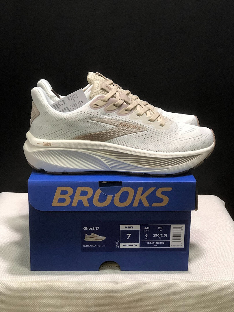 Brooks Ghost 17 Neutral Road Running Shoes Off‑White Taupe