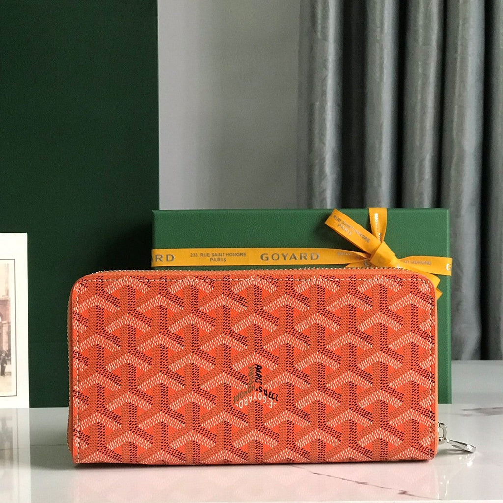 Goyard Matignon GM Wallet 20cm Orange Canvas & Calfskin