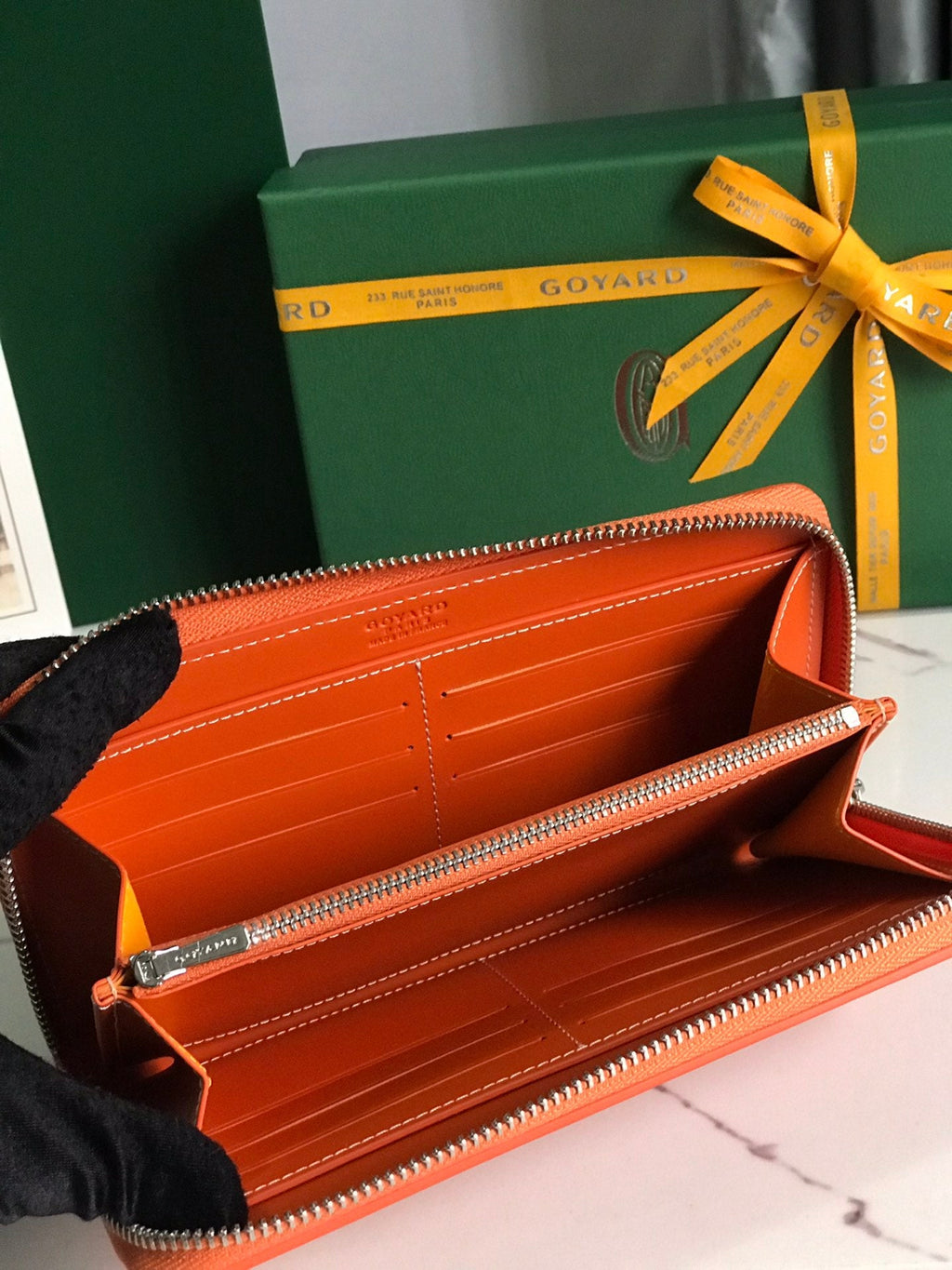 Goyard Matignon GM Wallet 20cm Orange Canvas & Calfskin