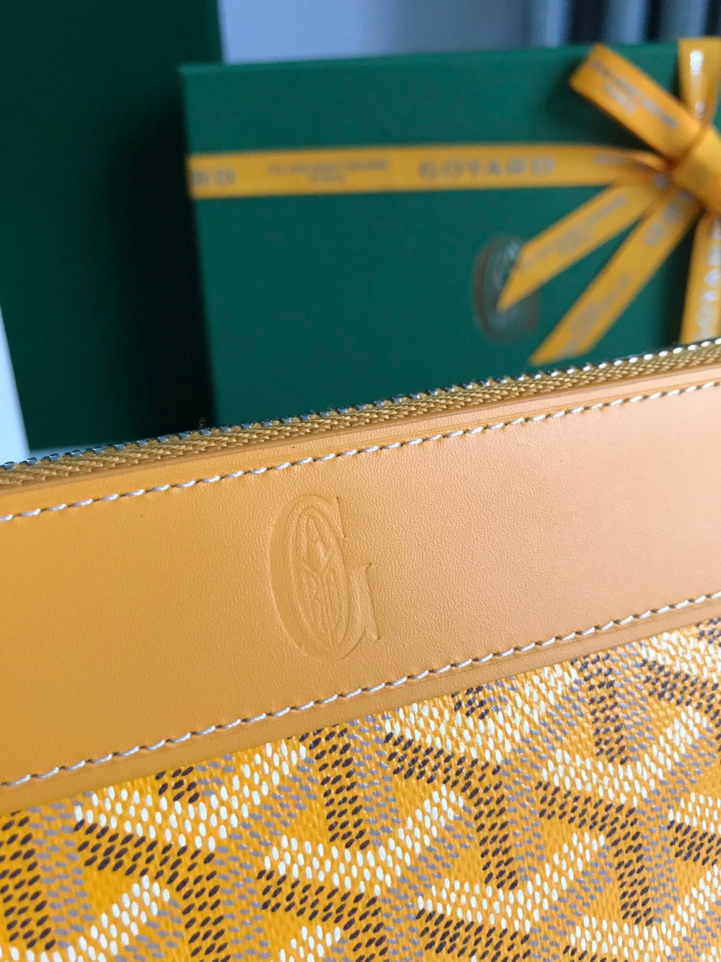 Goyard Matignon GM Wallet 20cm Yellow Canvas & Calfskin