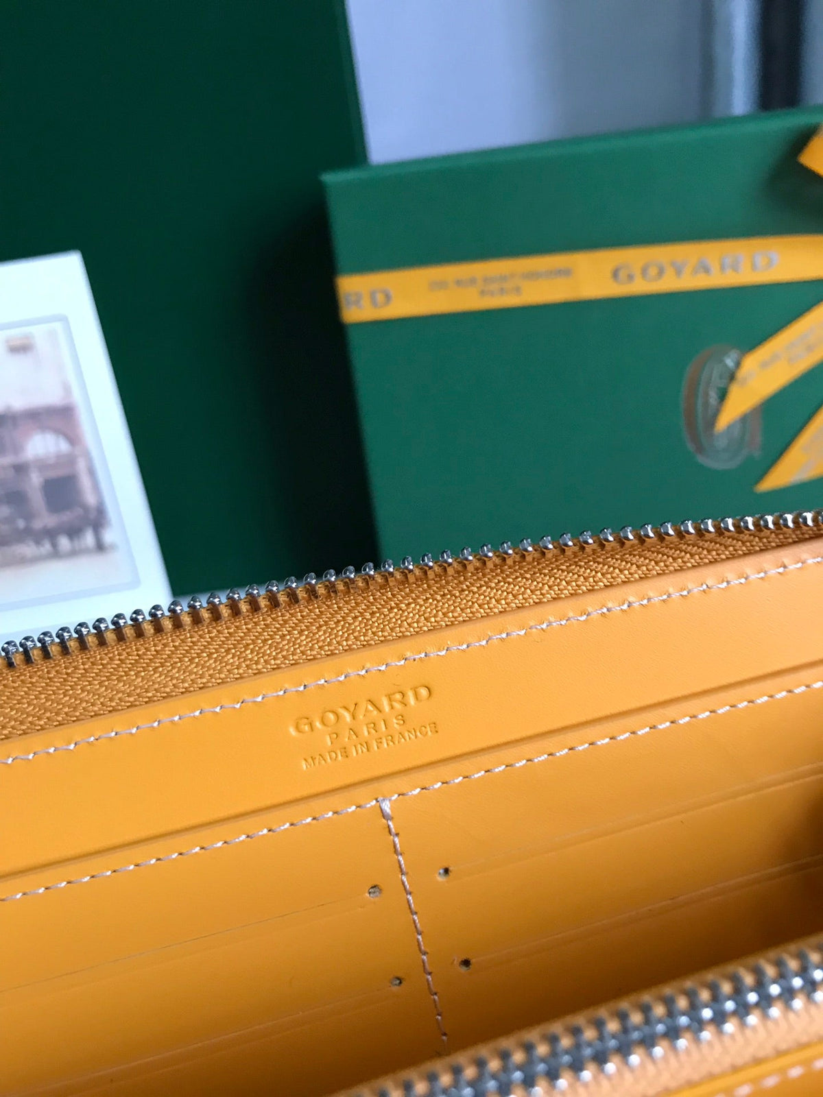 Goyard Matignon GM Wallet 20cm Yellow Canvas & Calfskin