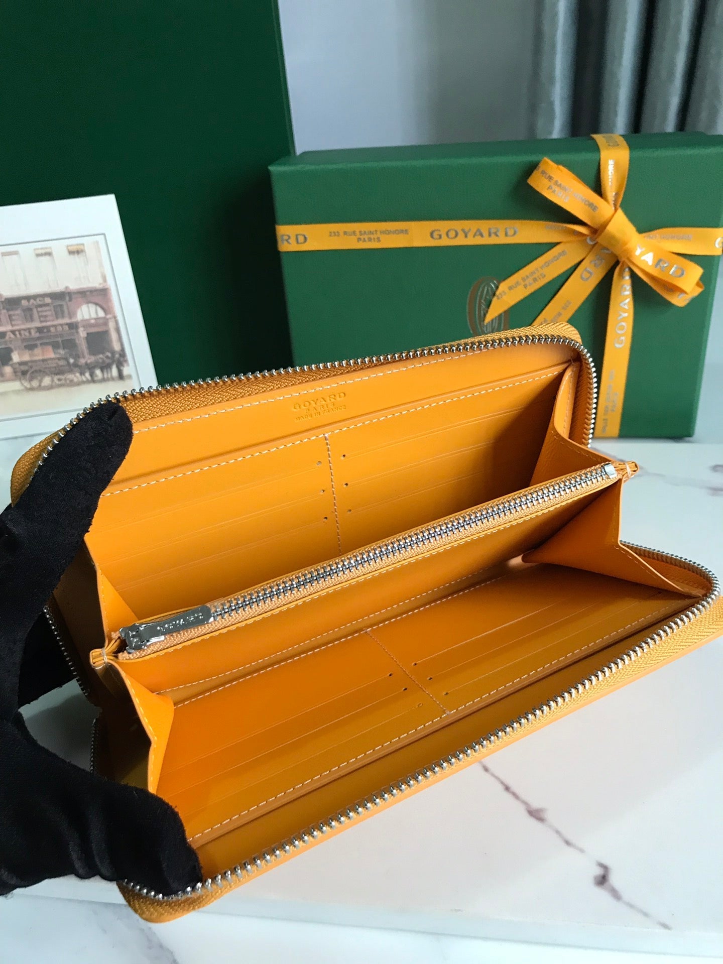 Goyard Matignon GM Wallet 20cm Yellow Canvas & Calfskin