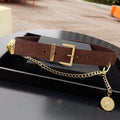 CC Logo Belt 3.5 With Cambon Medallion Chocolate Suede 200011