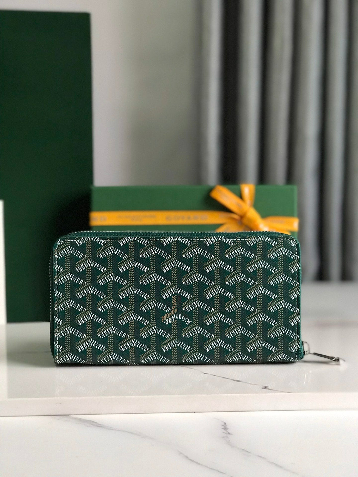 Goyard Matignon GM Wallet 20cm Green Canvas & Calfskin