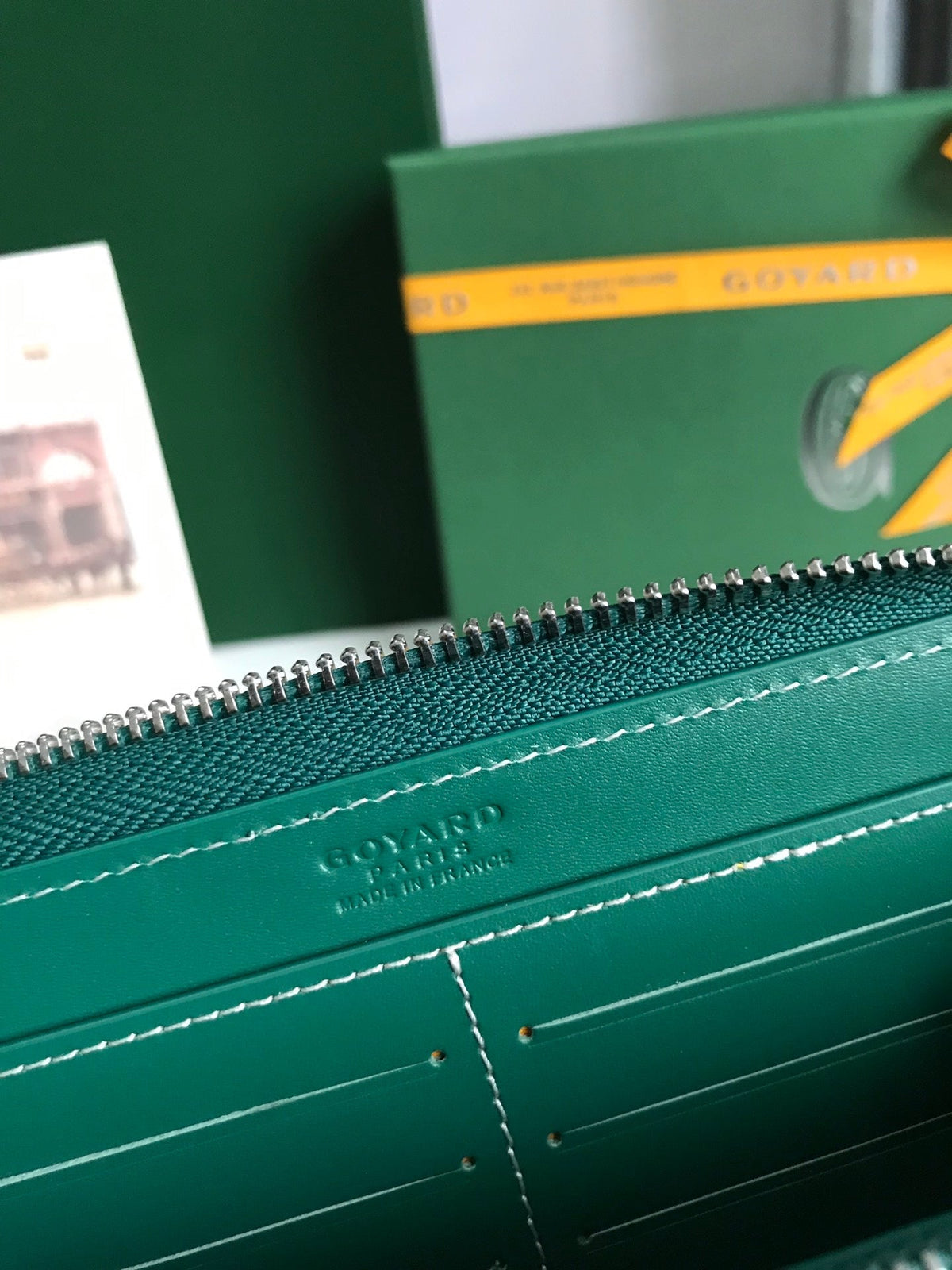 Goyard Matignon GM Wallet 20cm Green Canvas & Calfskin