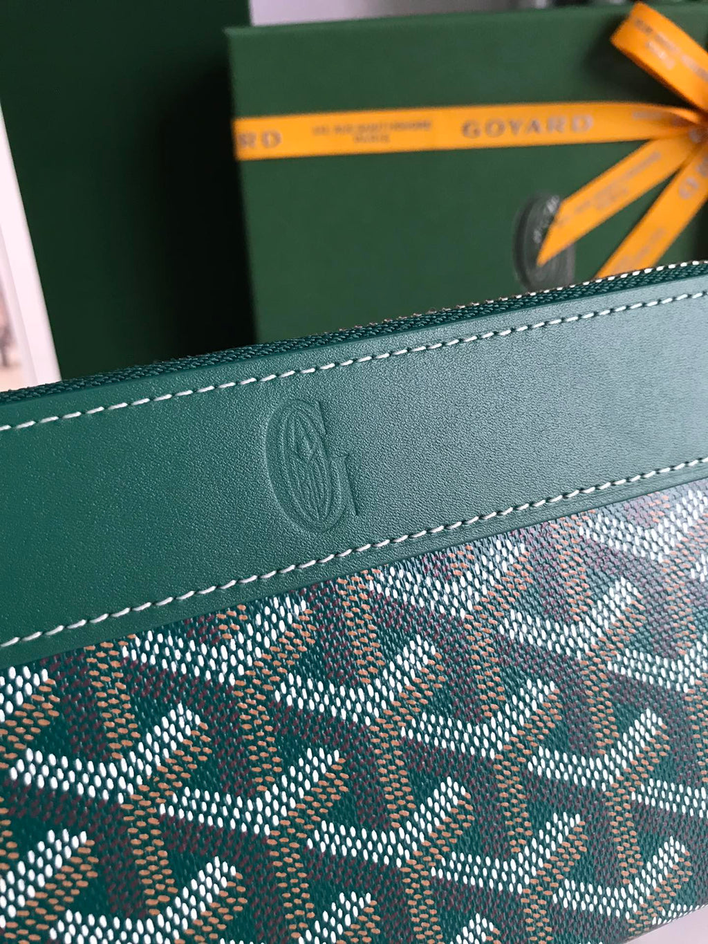 Goyard Matignon GM Wallet 20cm Green Canvas & Calfskin
