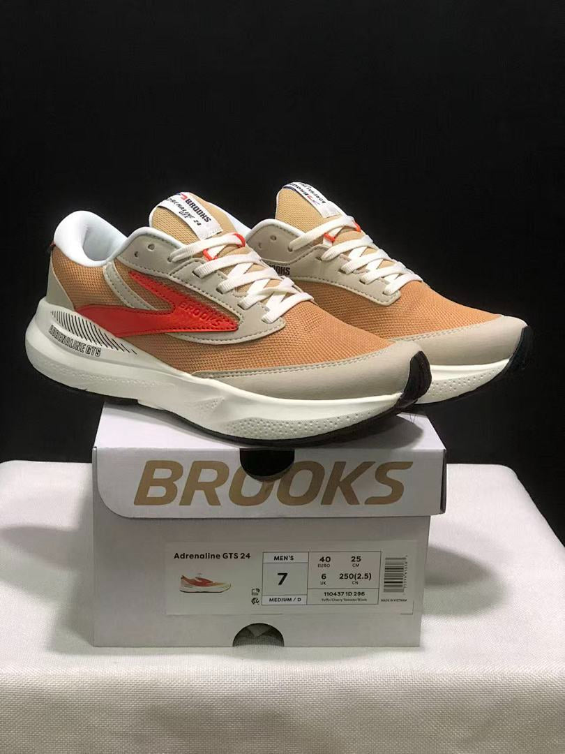 Brooks Adrenaline GTS 24 Support Road Running Shoes Tan Beige Orange