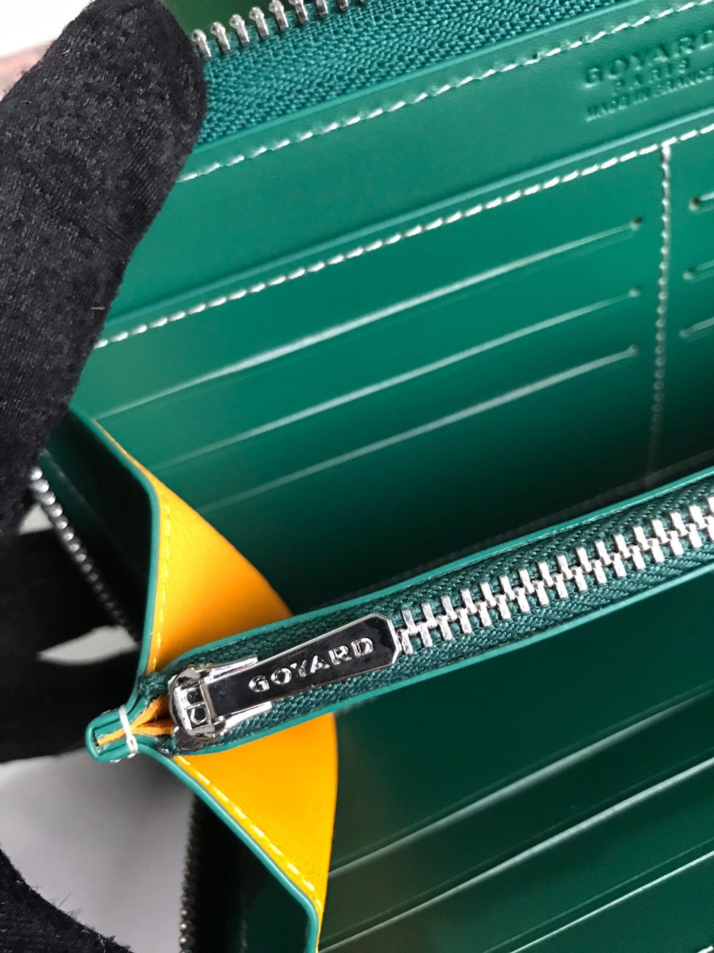Goyard Matignon GM Wallet 20cm Green Canvas & Calfskin