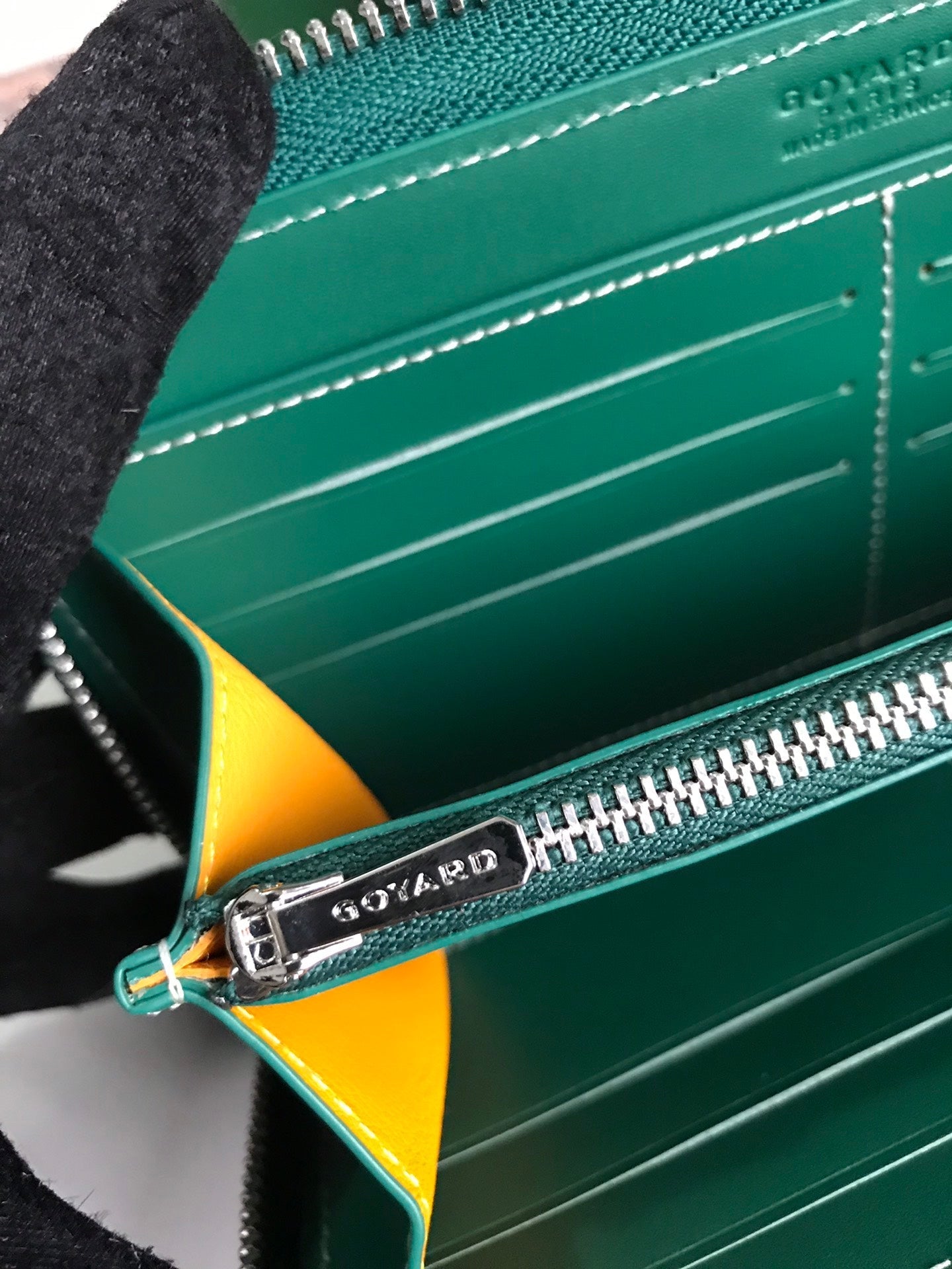 Goyard Matignon GM Wallet 20cm Green Canvas & Calfskin