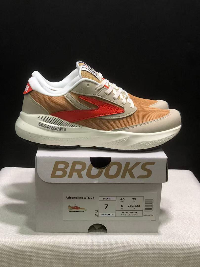 Brooks Adrenaline GTS 24 Support Road Running Shoes Tan Beige Orange