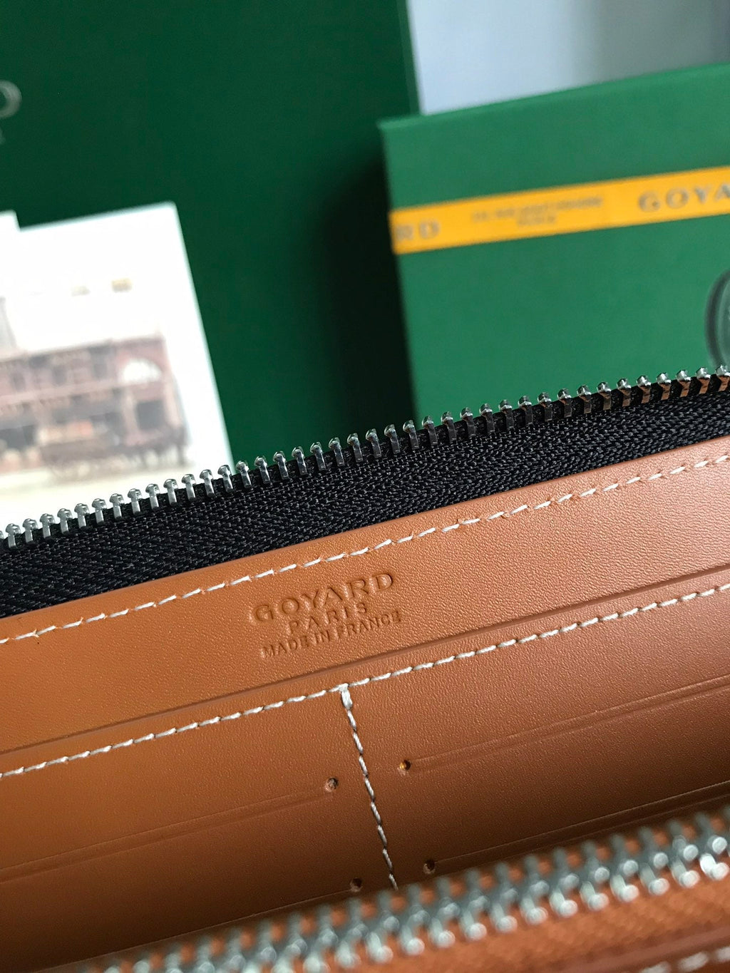 Goyard Matignon GM Wallet 20cm Black Tan Canvas & Calfskin